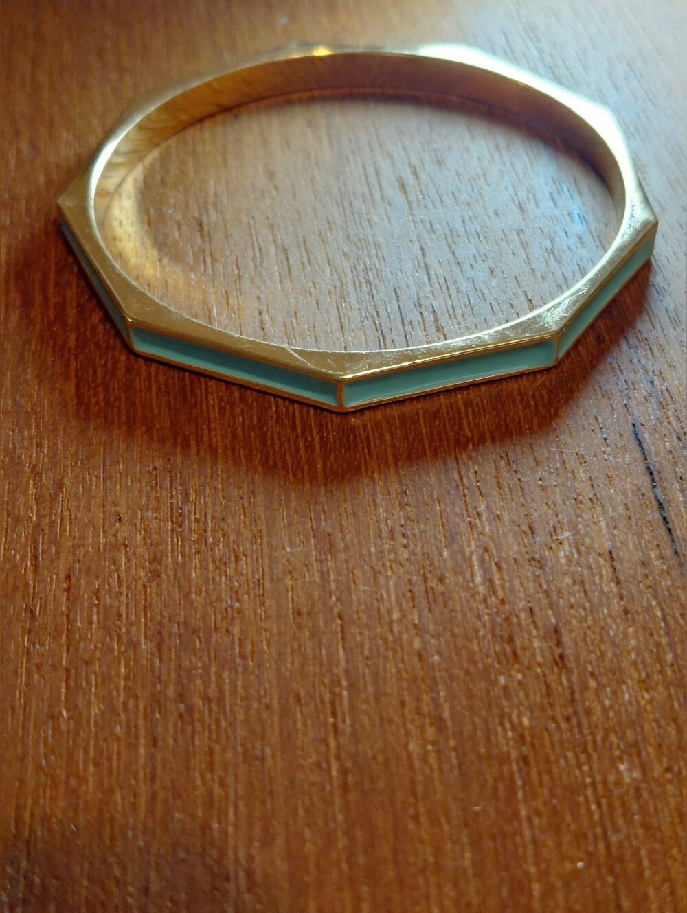 Turquoise Enamel Bangle, Beautifully Made, Gorgeous Turquoise Shade Octagonal